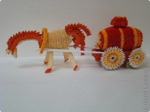 3d origami horse and buggy